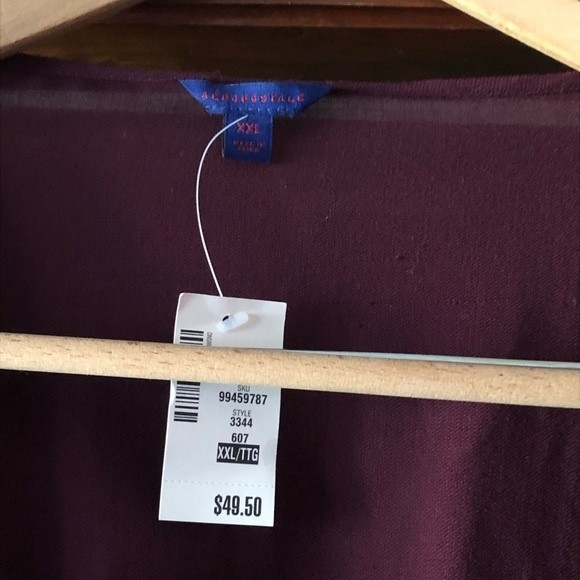 Aeropostale Blouse Top 2X XXL Maroon Wine Colored Peplum Rayon - Picture 3 of 4